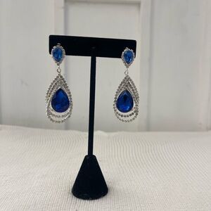 Elegant Blue and Silver Drop Earrings